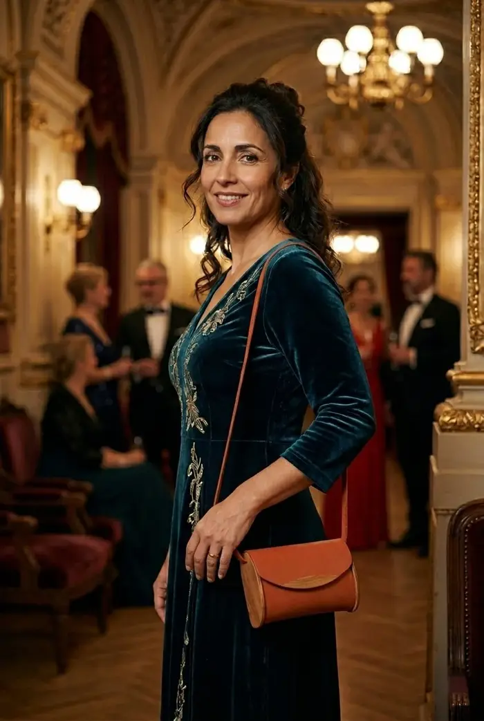 Frau trägt Ledertasche Modell Jenny XS Art. 25016
