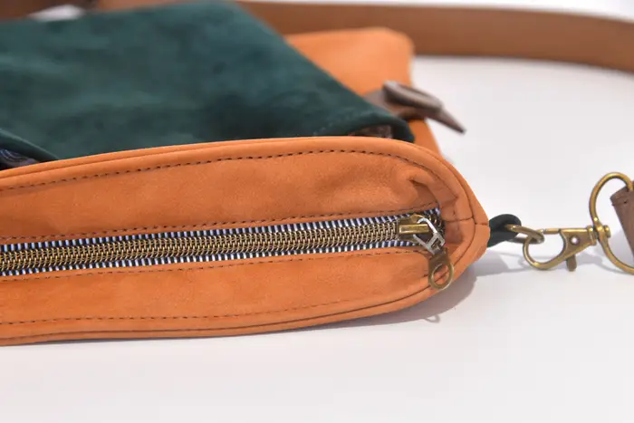 Ben Dia M aus geschliffenem Nubuck-Rindsleder in cognac und blaugrün