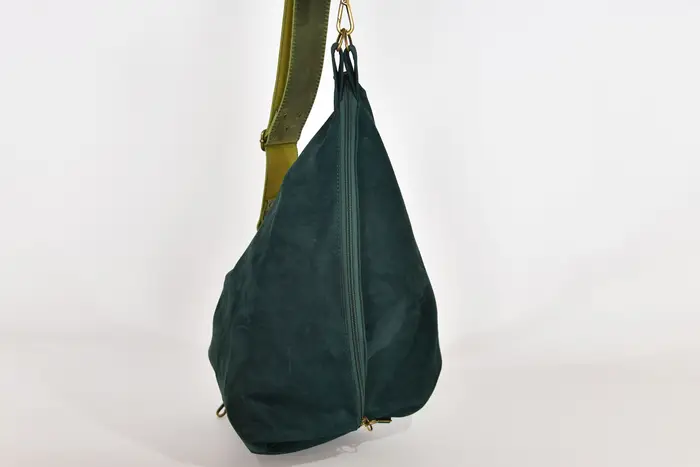 Lederrucksack, Tim S aus geschliffenem Nubuk-Rindsleder in blaugrün, Unikat, hergestellt auf La Palma, Kanarische Inseln, Spanien, Europa