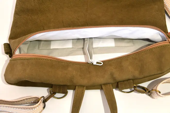 Lederrucksack, Petra blando M aus geschliffenem olivgrünem Nubkabelleder, Unikat, hergestellt auf La Palma, Kanarische Inseln, Spanien, Europa