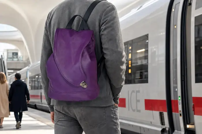 Mann trägt Lederrucksack Modell Niki M Art. 26004