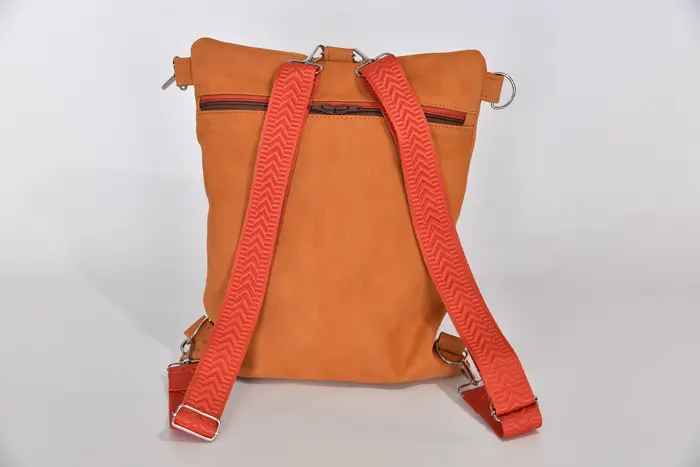 Lederrucksack, Petra S aus geschliffenem Nubuk-Rindsleder in cognac, Unikat, hergestellt auf La Palma, Kanarische Inseln, Spanien, Europa