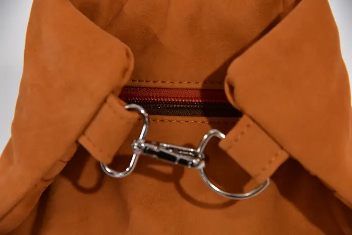 Lederrucksack, Petra S aus geschliffenem Nubuk-Rindsleder in cognac, Unikat, hergestellt auf La Palma, Kanarische Inseln, Spanien, Europa