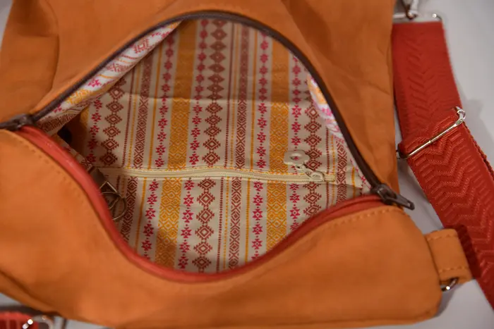 Lederrucksack, Petra S aus geschliffenem Nubuk-Rindsleder in cognac, Unikat, hergestellt auf La Palma, Kanarische Inseln, Spanien, Europa