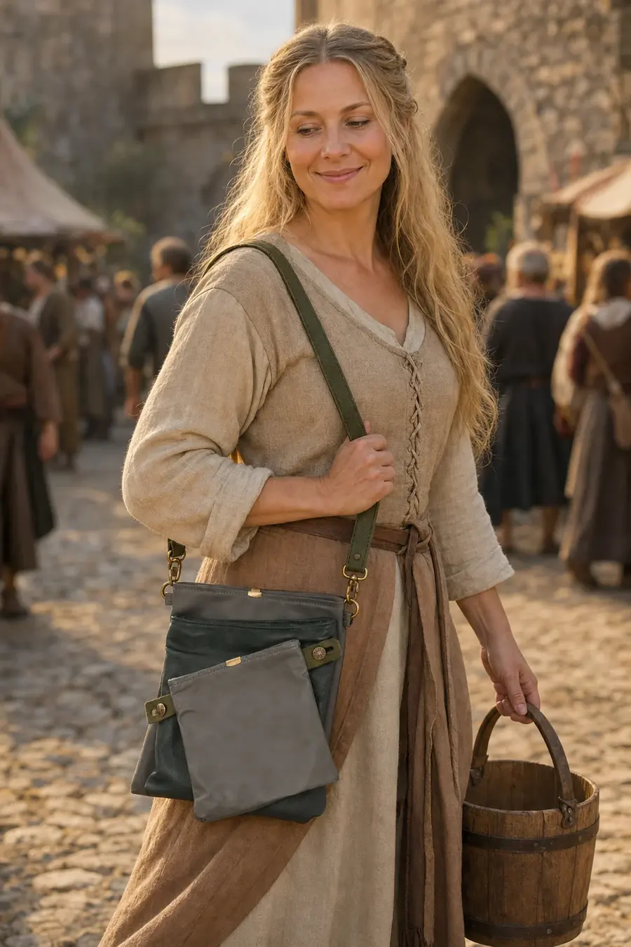 Frau trägt Ledertasche Modell Ben dia M M Art. 24095