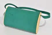 Jenny XS aus geschliffenem PullUp-Wasserbüffel-Blankleder in minttürkis mit Silbereichenholz aus La Palma