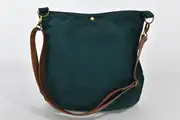 leather bag, Iris L in sanded cowhide nubuck leather in blue green, unique piece, made on La Palma, Canary Islands, Spain, Europe