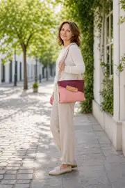 Frau trägt Ledertasche Modell Sam dia M Art. 25095
