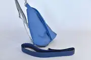 Lederrucksack, Tim S aus feinem, weichem Rindsnubuckleder in jeansblau, Unikat, hergestellt auf La Palma, Kanarische Inseln, Spanien, Europa