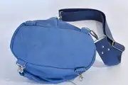 Lederrucksack, Tim S aus feinem, weichem Rindsnubuckleder in jeansblau, Unikat, hergestellt auf La Palma, Kanarische Inseln, Spanien, Europa