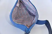 Lederrucksack, Tim S aus feinem, weichem Rindsnubuckleder in jeansblau, Unikat, hergestellt auf La Palma, Kanarische Inseln, Spanien, Europa