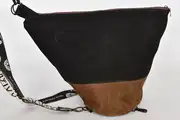 Lederrucksack, Tim S aus geschliffenem Nubuk-Rindsleder in schwarz und geschliffenem Nubuk-Wasserbüffelleder in braun, Unikat, hergestellt auf La Palma, Kanarische Inseln, Spanien, Europa