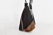 Lederrucksack, Tim S aus geschliffenem Nubuk-Rindsleder in schwarz und geschliffenem Nubuk-Wasserbüffelleder in braun, Unikat, hergestellt auf La Palma, Kanarische Inseln, Spanien, Europa