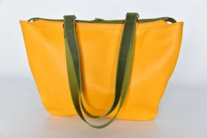 Handgefertigte Ledertasche Sarah Zip sonnengelb