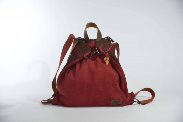 Lederrucksack Modell Petra weinrot dunkelbraun