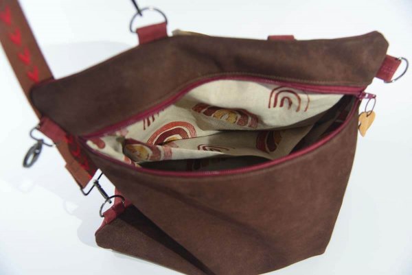 Lederrucksack Modell Petra weinrot dunkelbraun