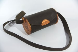 Holz-Leder-Tasche Bernardina Olivenholz