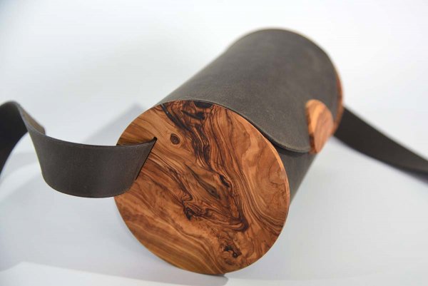 Holz-Leder-Tasche Modell Bernardina Olivenholz
