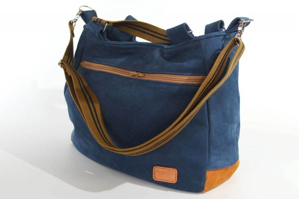 Ledertasche Modell Lena blau cognac