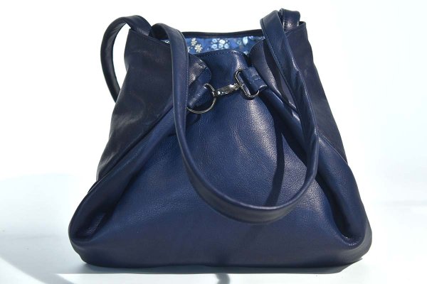 Leather bag model Sarah navy blue