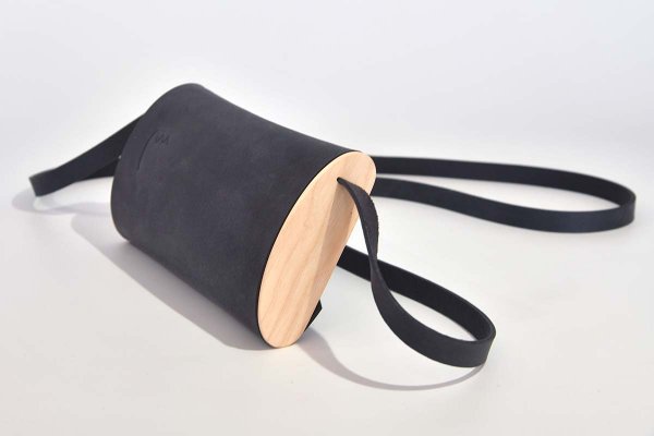 Wooden-leather bag model Jenny XS navy