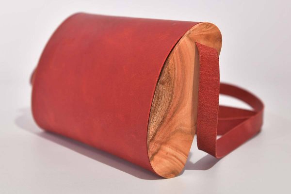 Leather wood bag model Jenny red