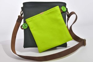 Ledertasche Ben dia dunkelgrün / hellgrün