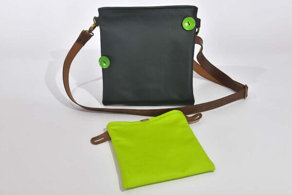 Bolso de cuero Ben dia verde oscuro/verde claro.
