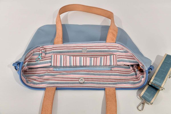 Bolso de cuero modelo Sarah azul claro y oscuro