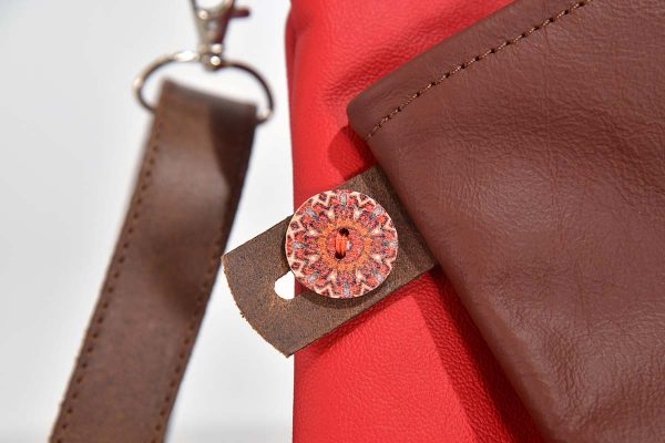 Ledertasche Ben dia rot / dunkelbraun