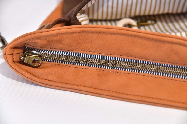 Bolso de cuero Ben marrón claro / marrón oscuro