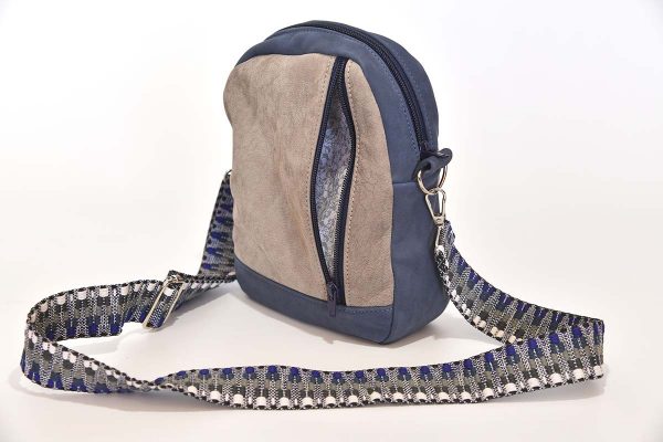 Bolso de cuero modelo Adrian azul, gris