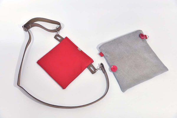 Ledertasche Ben dia rot / grau