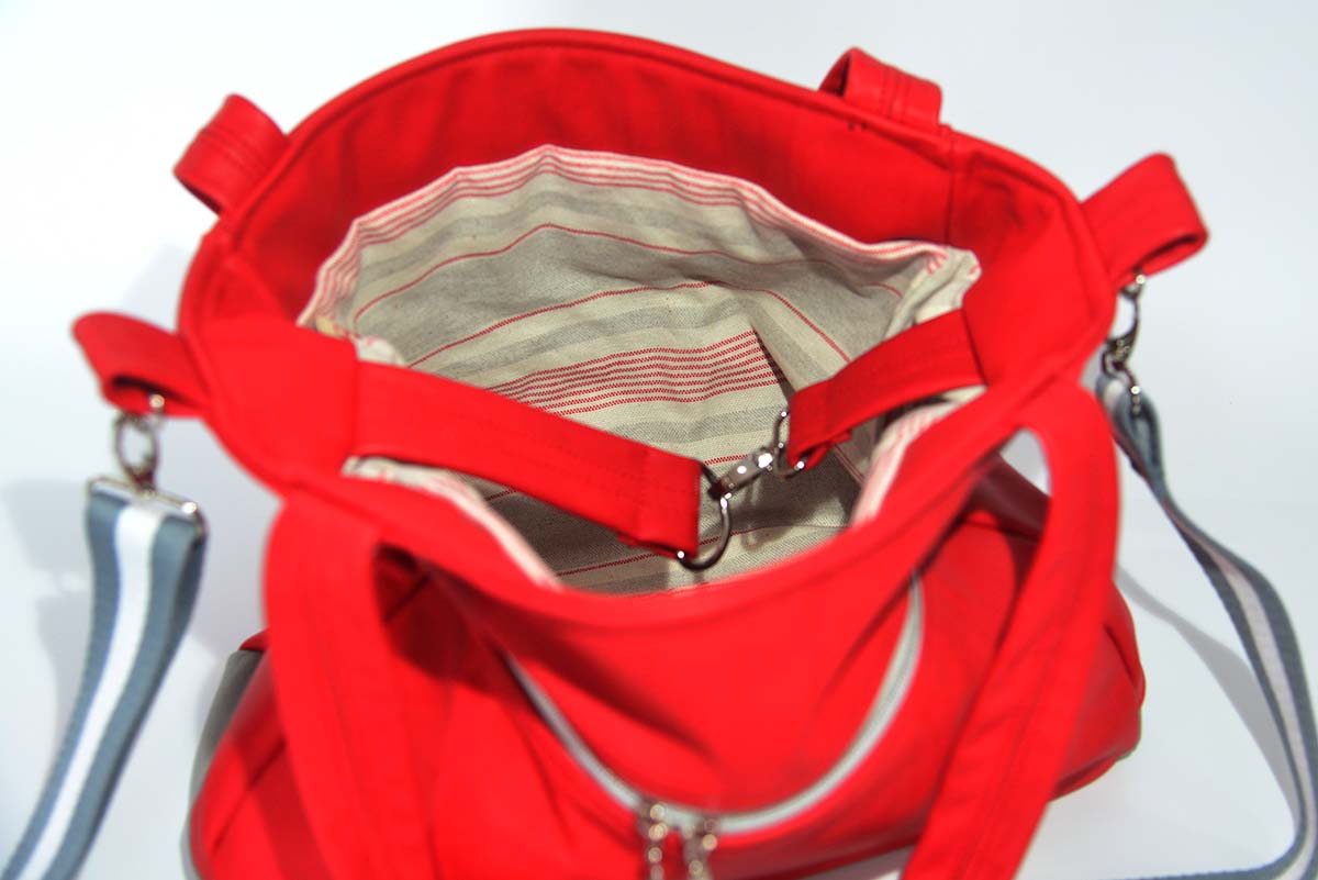 Lena M aus Anilin-Nappaleder in rot und grau