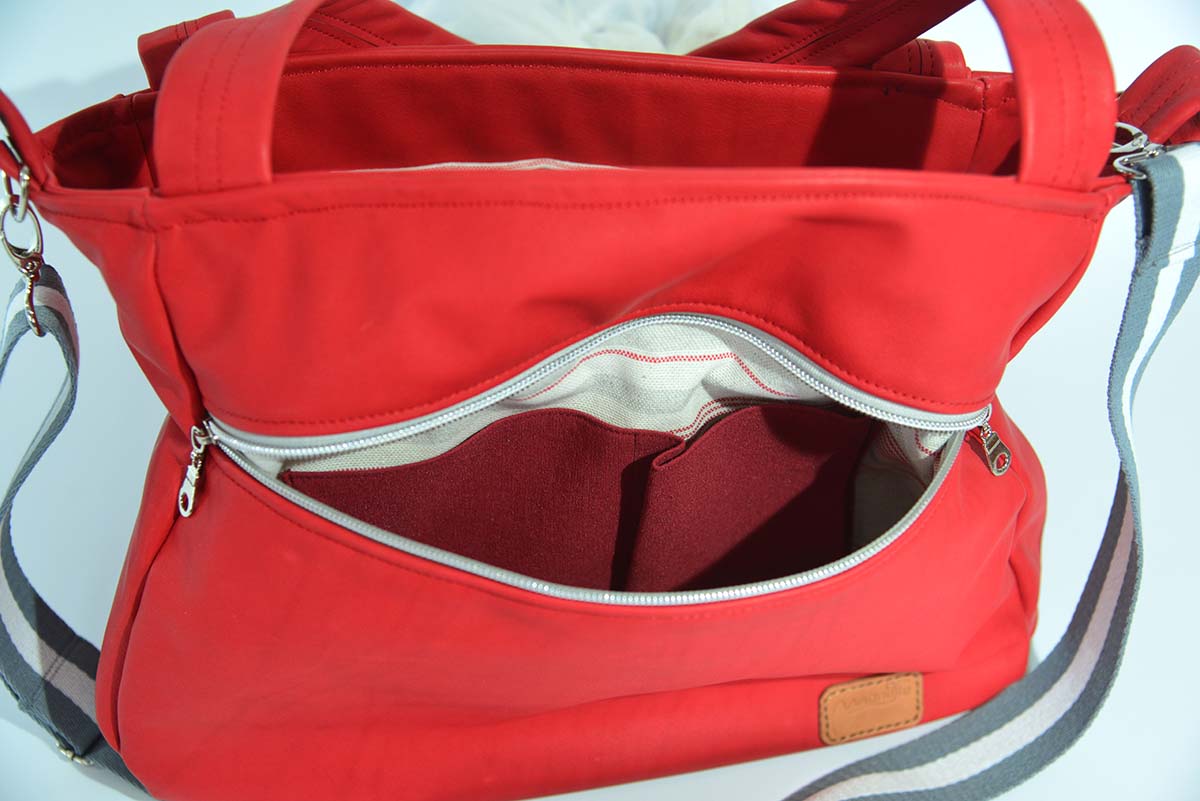 Lena M aus Anilin-Nappaleder in rot und grau