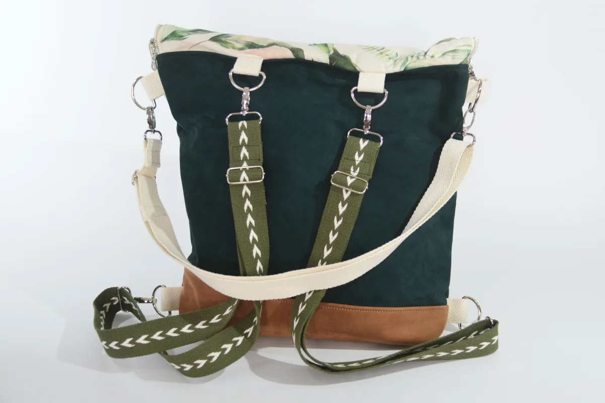 Anja M en cuero nobuk azul-verde y marrón claro