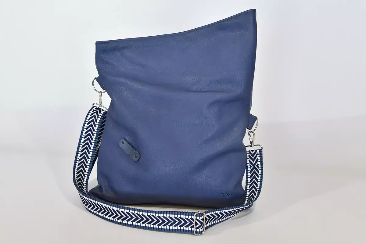 Handgefertigte Ledertasche Sam dia blau und lagune Sam dia