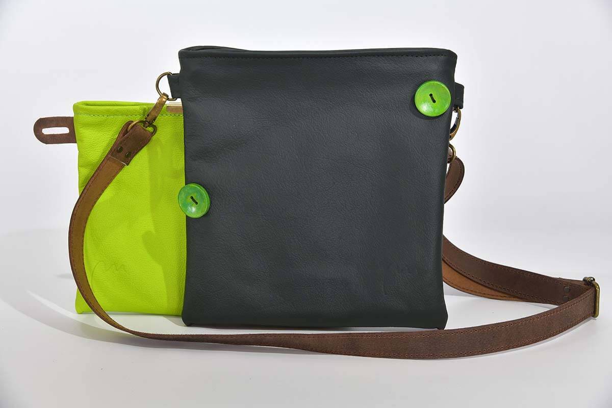 Ledertasche Ben dia dunkelgrün / hellgrün