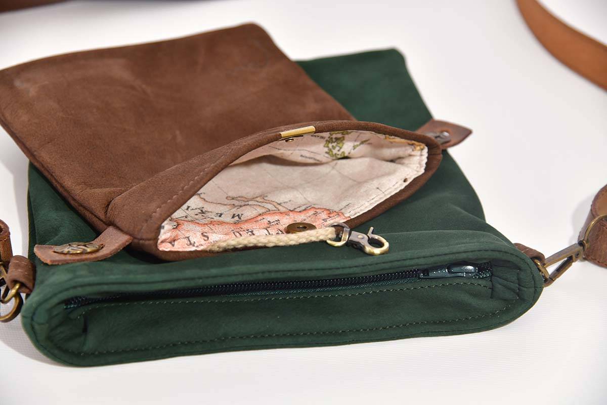 Ledertasche Ben dia braun / dunkelgrün