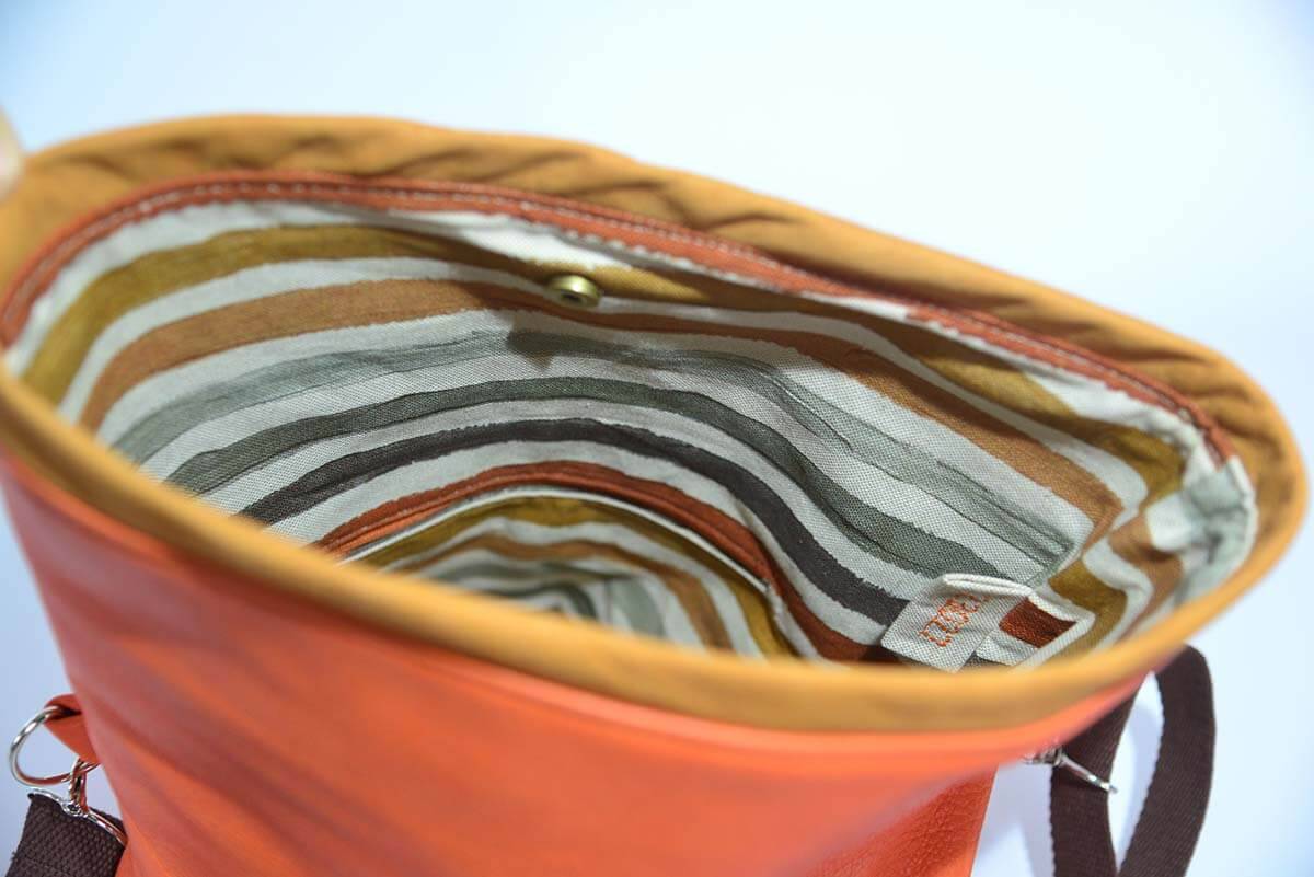 Ledertasche Modell Sam orange und hellbraun