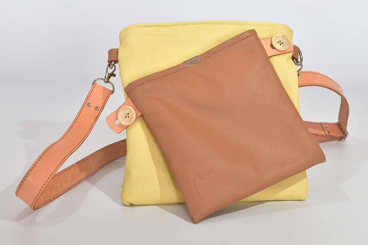 Ledertasche Ben dia cognac / hellgelb