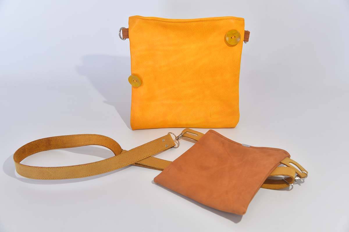 Ledertasche Ben dia hellbraun / sonnengelb