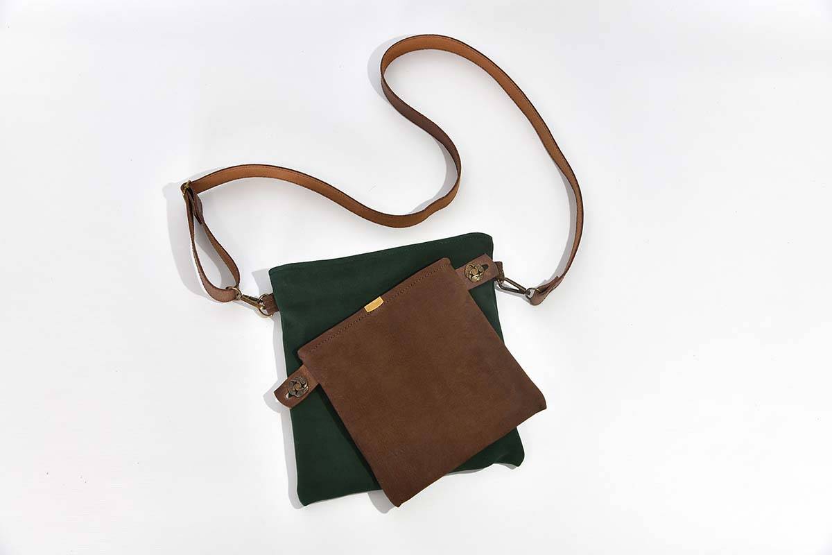 Ledertasche Ben dia braun / dunkelgrün