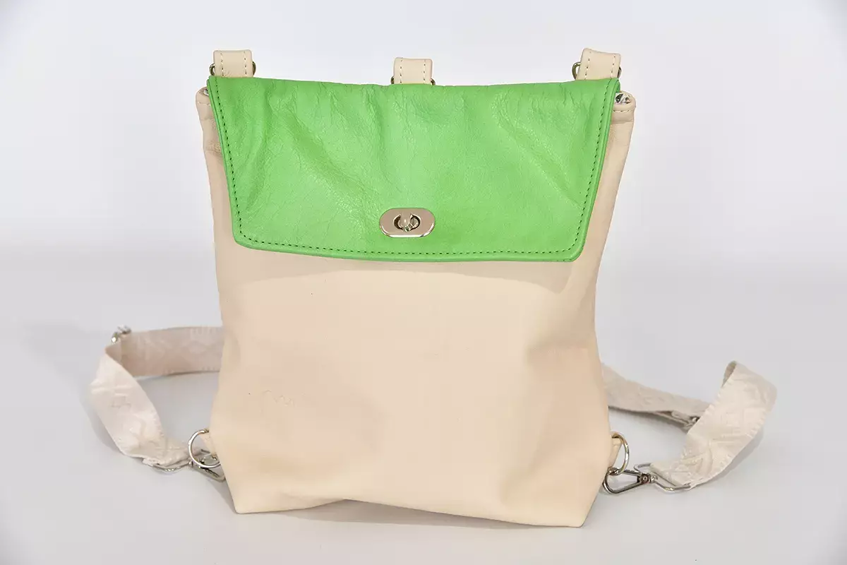 Lederrucksack Ainhoa M eierschale und apfelgrün
