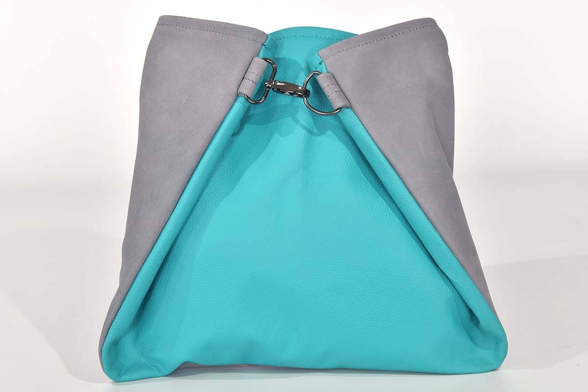 Ledertasche Modell Sarah türkis und grau