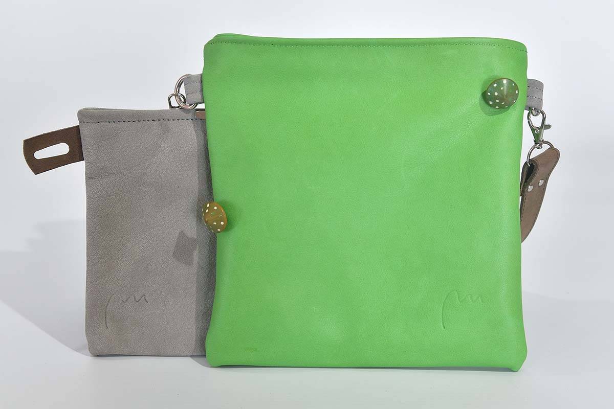 Ledertasche Ben dia hellgrün / grau