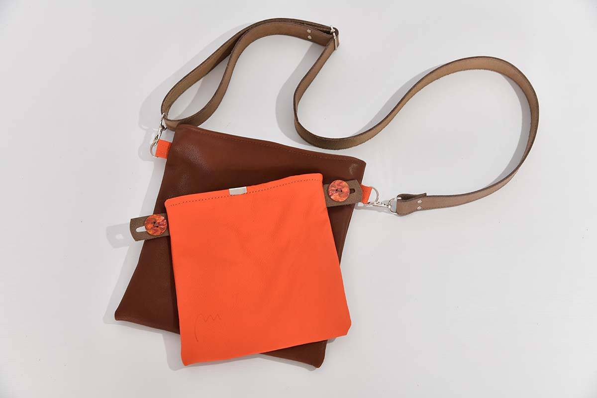 Ledertasche Ben dia braun / orange