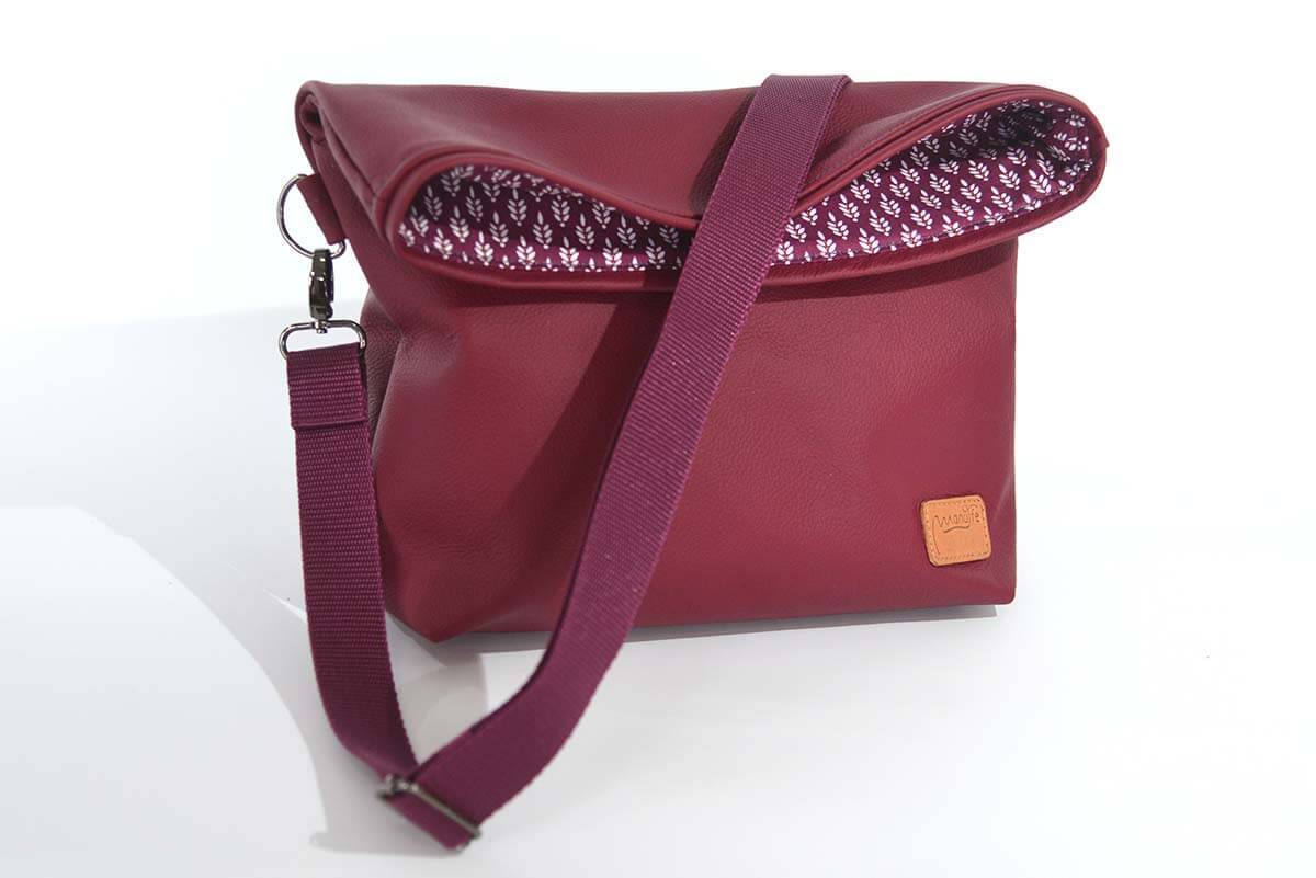 Ledertasche Modell Sam weinrot