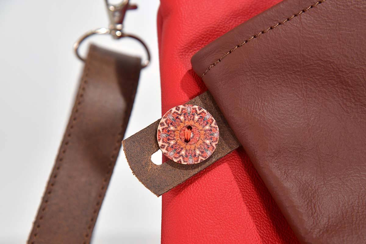Ledertasche Ben dia rot / dunkelbraun