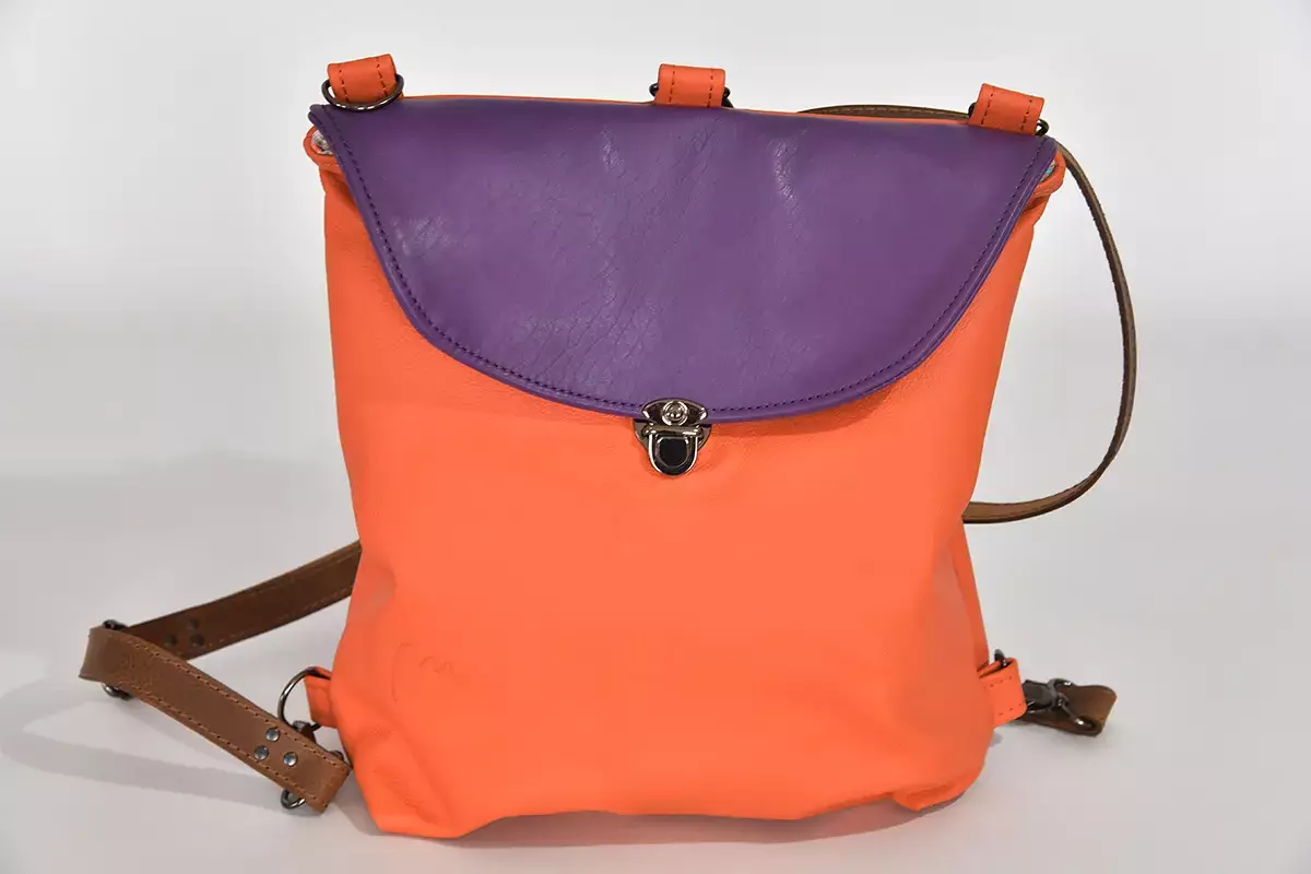 Lederrucksack Ainhoa M pastellorange und lila